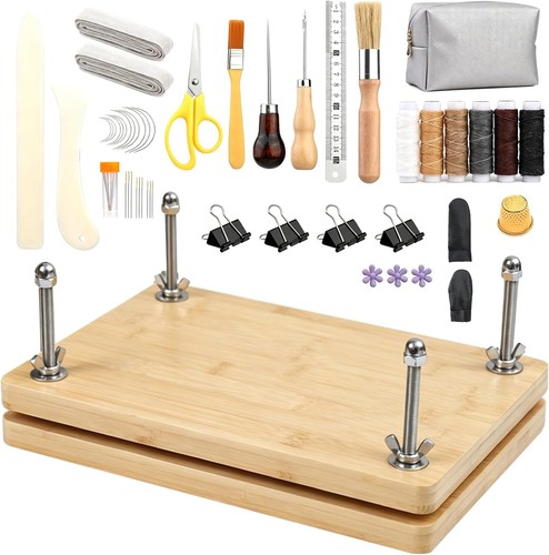 Buchbinder set mit holzpresse - buchbinder,